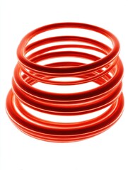 Bright Red Metal Coil With White Background And Studio Lighting