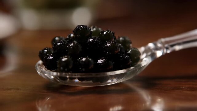 Exploring Black Caviar Served on a Spoon in a Restaurant Setting During a Dining Experience