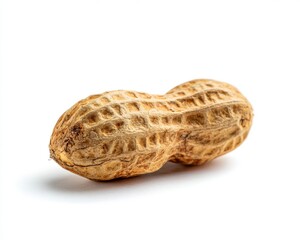 Close Up Macro View Of A Single Peanut In Its Shell On A White Background Studio Shot