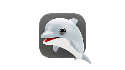 3D Cartoon Dolphin Icon