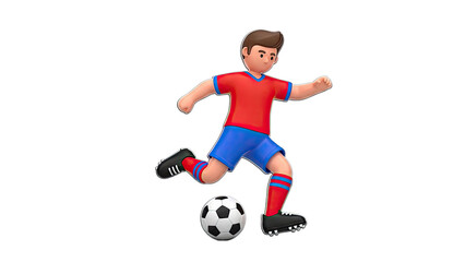 3D Cartoon Soccer Player Kicking Ball