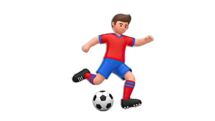 3D Cartoon Soccer Player Kicking Ball