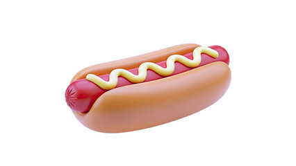 3D Rendered Hot Dog with Mustard
