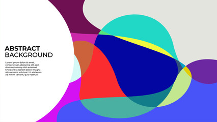 Abstract Background with Colorful Overlapping Organic Fluid Shapes and White Circular Copy Space, Modern Minimalist Backdrop for Web Banner, Social Media, and Creative Graphic Design Vector Illustrati