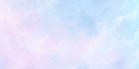 A soft pastel background featuring blended hues of light blue pink and white creates a calming atmosphere