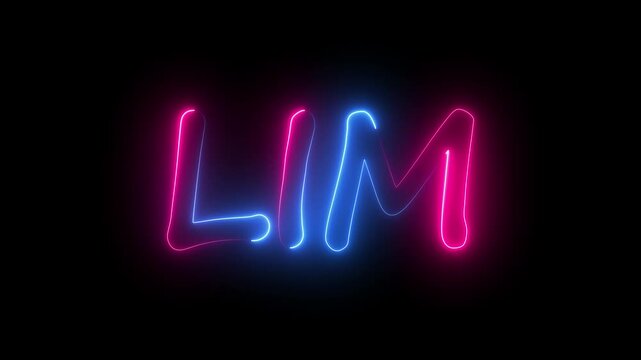 flickering neon lim text animation. neon sign that flickers and glows with LIM
