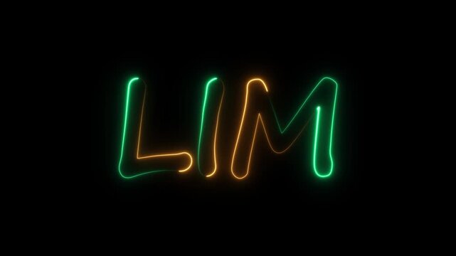 flickering neon lim text animation. neon sign that flickers and glows with LIM