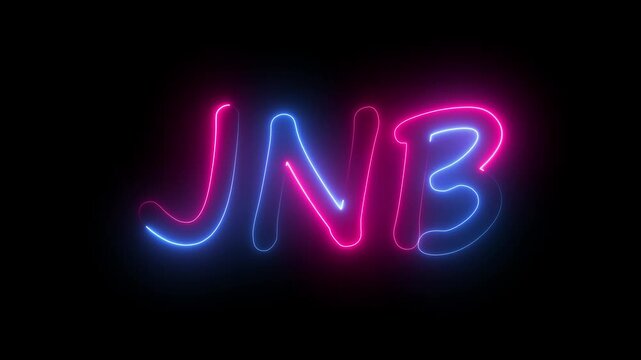 flickering neon jnb text animation. neon sign that flickers and glows with JNB