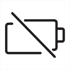 Battery icon with a diagonal line indicating low power or no charge