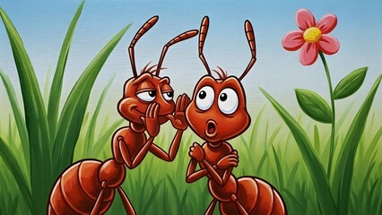 Surprised Ant Listening to a Whispered Secret