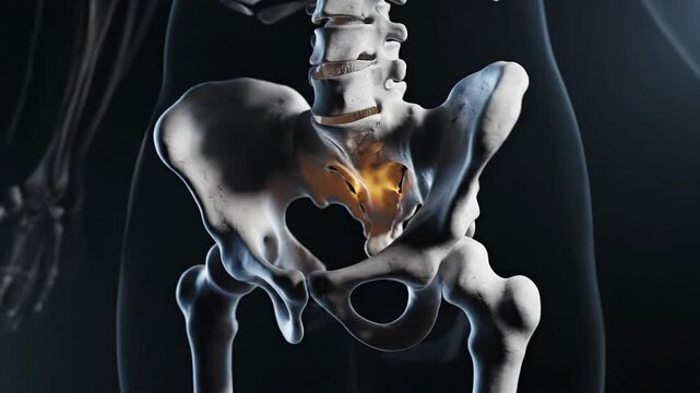 3D Medical Animation of Human Pelvic Bones - Ischium and Pubis