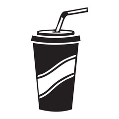 Black Silhouette of a Soda Cup with Straw drink beverage