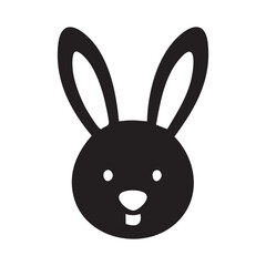 Black silhouette of a rabbit head with long ears Keywords: rabbit, bunny, silhouette, animal, easter, spring, cute, icon, symbol, graphic
