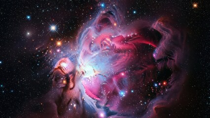 Cosmic tapestry: Unveiling a vibrant nebula amidst a celestial expanse of starlight