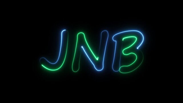 flickering neon jnb text animation. neon sign that flickers and glows with JNB