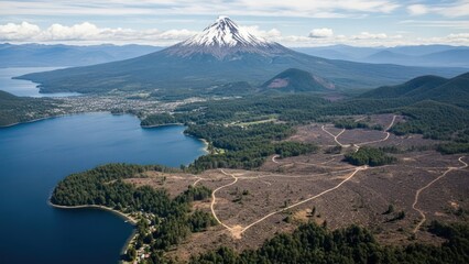 Snow-capped mountain backdrop to a serene lake reflecting the clear sky and landscape