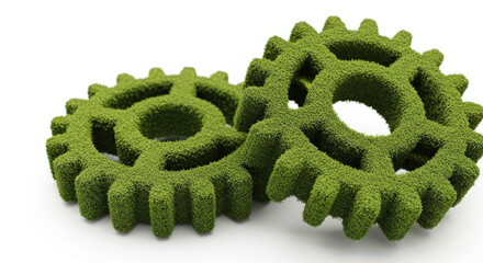 Green Gears Teamwork Partnership Cogwheels Mechanism Collaboration Business Cooperation Environmentally Friendly Sustainable Energy Efficiency Concept
