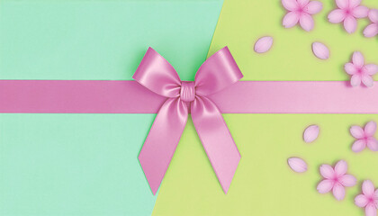 春らしい色のリボンと花びら