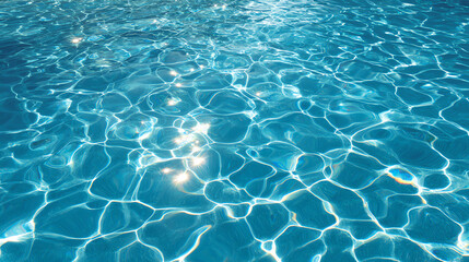 Fototapeta premium Bright blue water glistens under sunlight, creating a serene and refreshing atmosphere perfect for relaxation.
