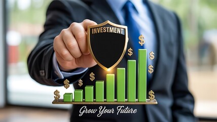 Investment growth strategy with financial success concept
