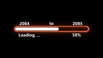New year 2085 loading bar animation, Loading bar from 2084 to 2085 new year transfer animation.