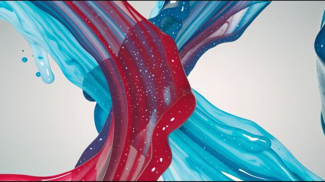 Flowing red blue swirl fluid abstract motion splash wave dynamic gradient art red paint blue paint liquid splash, abstract wave fluid motion double helix dynamic swirl white background vibrant paint
