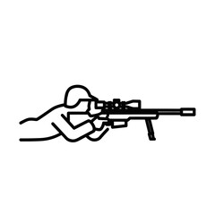Obraz premium Sniper aiming with rifle and scope, minimalist vector illustration