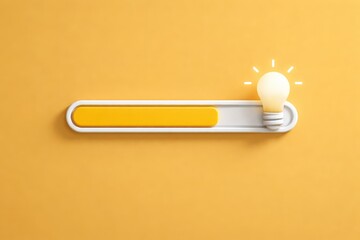 Progress Bar with Glowing Light Bulb &mdash; Idea Loading and Innovation Concept