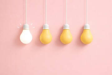 Bright Idea Standing Out From Hanging Bulbs