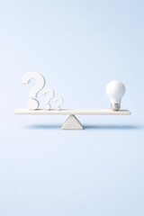 Vertical Balance of Questions and Ideas, Minimal Blue Background