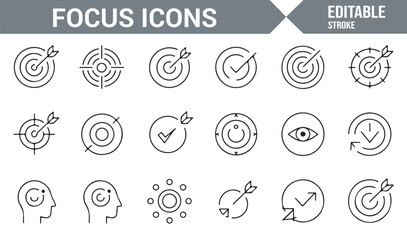 Minimal focus and thinking outline vector icons