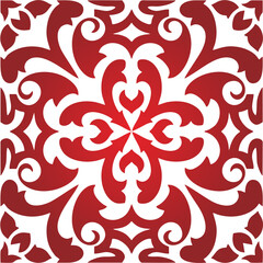Floral ornamental mandala red...