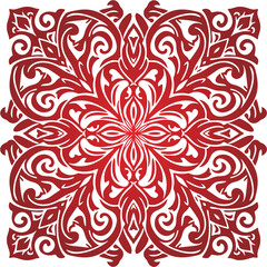 Floral ornamental mandala red...