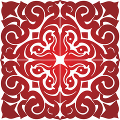Floral ornamental mandala red...