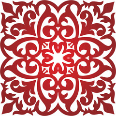 Floral ornamental mandala red...