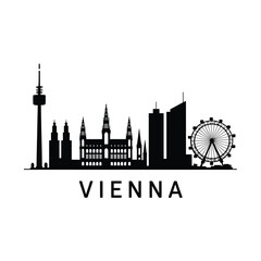 Obraz premium Vienna skyline illustration featuring iconic landmarks and the giant ferris wheel