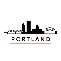 Obraz premium Portland skyline silhouette with iconic bridges and city name display