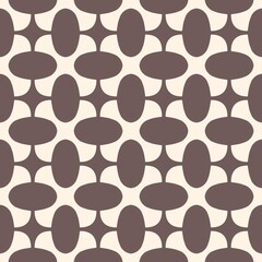 Colorful retro seamless circle pattern with pink and orange dots on a geometric background