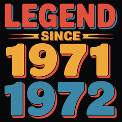 Retro Legend Since 1971 to 1972 Text in Bold Colors