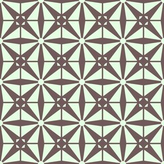 Seamless geometric floral pattern with ornamental shapes in a vintage mosaic style suitable for wallpaper and fabric design