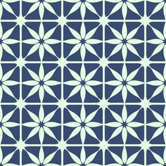 Blue abstract seamless geometric pattern with decorative shapes and ornamental design, suitable for wallpaper and fabric