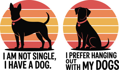 Two black dogs with sunset background and humorous text