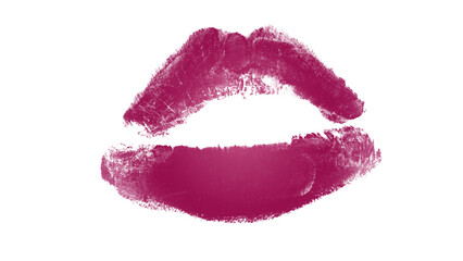 Fototapeta premium Vibrant PINK Lipstick Kiss Mark on White