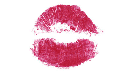 Fototapeta premium Vibrant PINK Lipstick Kiss Mark on White