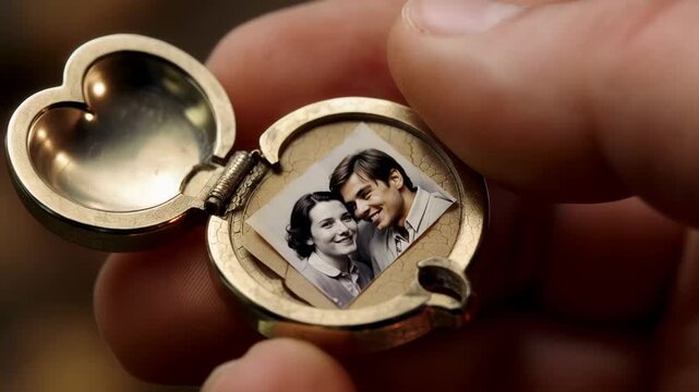 Heart-shaped Locket Opening Reveals a Hidden Message in a Warm and Inviting Room Late in the Afternoon