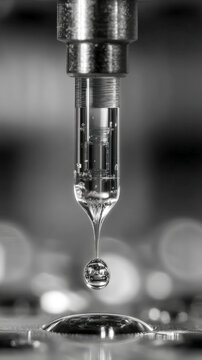 Close-up of Microfilter Slit Region in Transparent Chip with Droplet Approaching Filter Surface