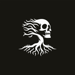 Obraz premium Skull Root Tree Logo