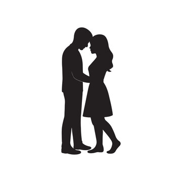 Adobe IllustratoA loving couple's intimate embrace depicted in a minimalist black silhouette illustrationr Artwork