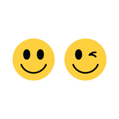 Fototapeta premium Two yellow smiley faces one winking displaying positive emotions