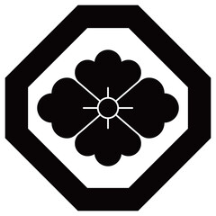 家紋です。隅切り角に花菱といいます。